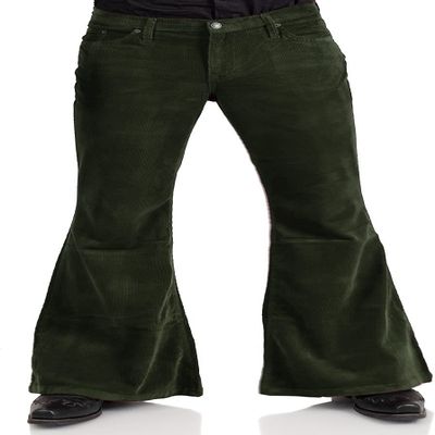 Men's Corduroy Relaxed Vintage 60s 70s Bell Bottom Pants Stretch Fit Classic Comfort Flared Flares Retro Disco Pants, Atrovirens, X-Large