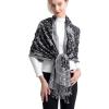 Ciormis Black and White Paisley ScarfFringe Pashmina and Wraps for Ladies Evening DressesStyle 1-Black & White view 2