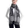 Ciormis Black and White Paisley ScarfFringe Pashmina and Wraps for Ladies Evening DressesStyle 1-Black & White view 3