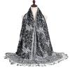 Ciormis Black and White Paisley ScarfFringe Pashmina and Wraps for Ladies Evening DressesStyle 1-Black & White view 4