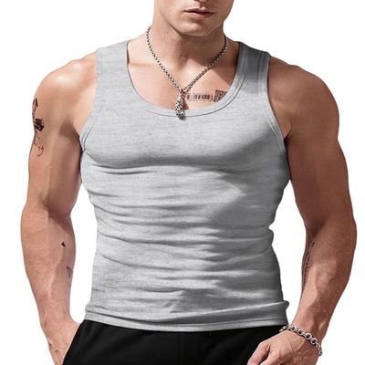 Viisendy Pro Men's Stringer Tank Tops Cotton Vest Sleeveless Gym Workout Bodybuilding Fitness Muscle T Shirts Gray M