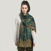 Ciormis Paisley Pattern Pashmina Scarf Fringed Pashmina and Shawl for Evening DressesStyle 1-Dark Seagreen view 4