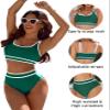 BMJL Women's High Waisted Bikini Sets Sporty Two Piece Swimsuits Color Block Cheeky High Cut Bathing Suits(M,Green) view 4