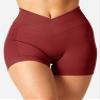 YEOREO Scrunch Workout Shorts Women Butt Lifting 3.5" Seamless V Cross Waist Amplify Shorts Buttery Soft Gym Shorts Wine Small view 4