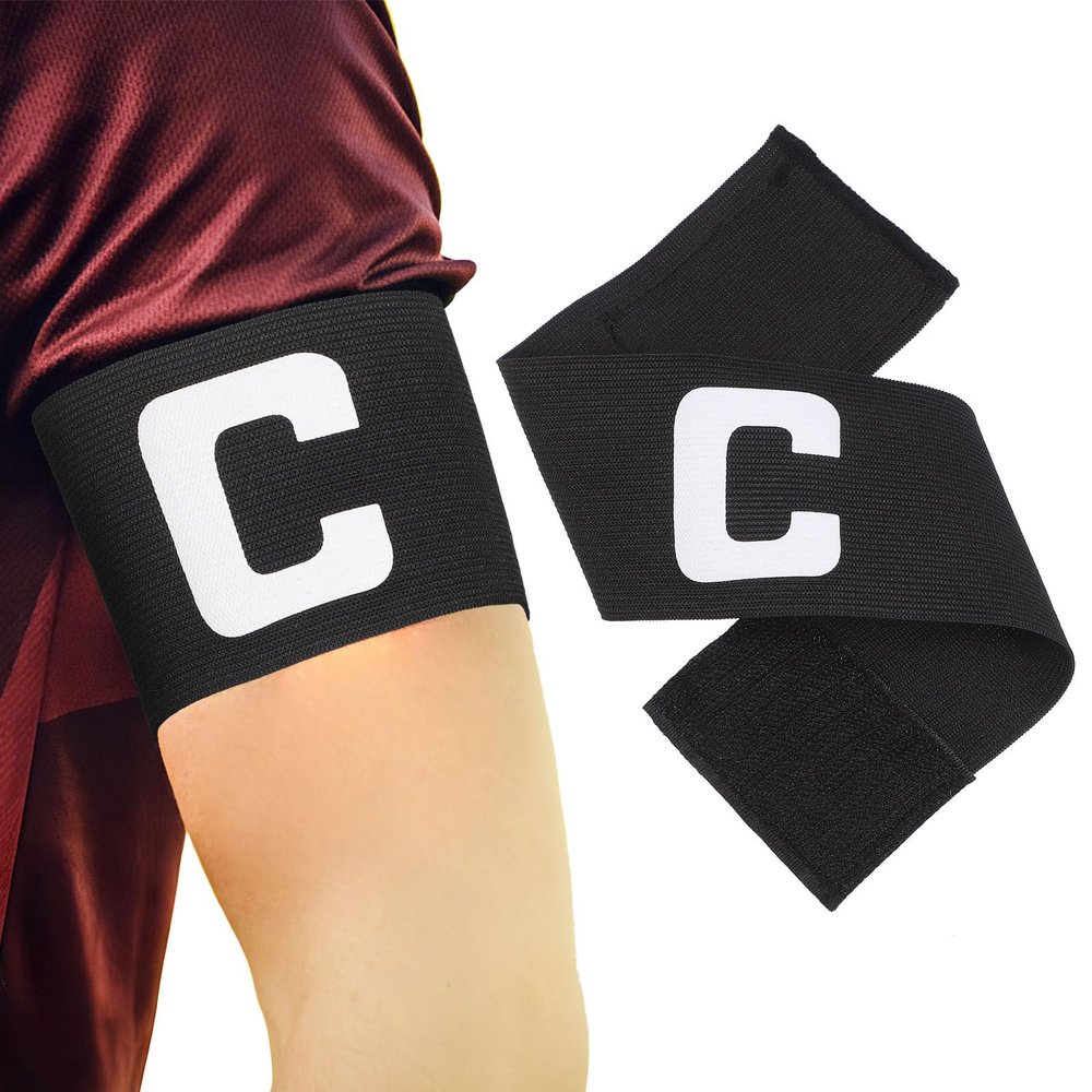 BESPORTBLE Adjustable Captain Arm Bands for Soccer, Elastic Soccer Captain Armband for Youth Kids and Adult, Black Polyester
