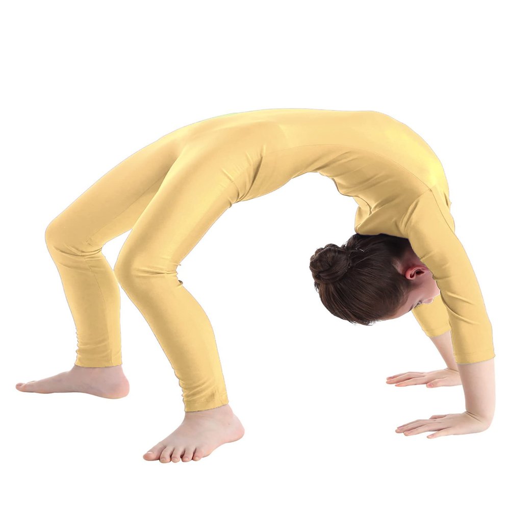 Aislor Kids Girls Zipper Back Full Body Gymnastics Jumpsuit Unitard Bodysuit Ballet Dance Dancewear Nude 3-4 Years