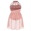 Hularka Women's Lyrical Modern Dance Color Block Ballet Leotard Dress for Dance Competition Costume A Apricot Large view 4