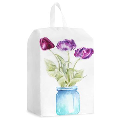 Jolunifun Tulip Flower Shoe Bags,Large Travel Golf Shoes Pouch Bags Storage Organizer Accessories with Zipper & Handle for Men, Women, Kids, Traveling, Gym, Sport, Blue Vase Purple Florals Watercolor