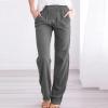 Uillui Pants for Women Casual Comfortable Straight Pants Cotton Linen Elastic Waist Slacks Trousers Loose Fit Wide Leg Pants, Z01_gray, XX-Large view 2