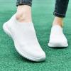 TIOSEBON Women's Walking Shoes Elastic Knit Lightweight Mesh Slip-on-Breathable Running Sneakers All White US 6 Wide view 2