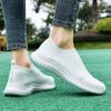 TIOSEBON Women's Walking Shoes Elastic Knit Lightweight Mesh Slip-on-Breathable Running Sneakers All White US 6 Wide view 3