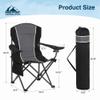 HIGH POINT SPORTS Oversized Camping Folding Outdoor Chair with Armrest, Collapsible Portable Lawn Chair with Cup Holder for Adults Support 350 LBS, Gray-Black view 2