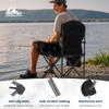 HIGH POINT SPORTS Oversized Camping Folding Outdoor Chair with Armrest, Collapsible Portable Lawn Chair with Cup Holder for Adults Support 350 LBS, Gray-Black view 4