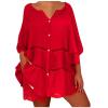 HGps8w Plus Size Cotton Linen Shirts for Women Summer Loose Button Down 3/4 Sleeve Boho Casual Tunic Tops Beach Cover-ups view 1