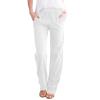 Uillui Pants for Women Casual Comfortable Straight Pants Cotton Linen Elastic Waist Slacks Trousers Loose Fit Wide Leg Pants Z01_white view 2