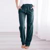 Uillui Pants for Women Casual Comfortable Straight Pants Cotton Linen Elastic Waist Slacks Trousers Loose Fit Wide Leg Pants view 2
