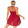 Hularka Women's Lyrical Modern Dance Color Block Ballet Leotard Dress for Dance Competition Costume A Burg Small view 4
