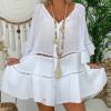 HGps8w Plus Size Cotton Linen Shirts for Women Summer Loose Button Down 3/4 Sleeve Boho Casual Tunic Tops Beach Cover-ups view 3