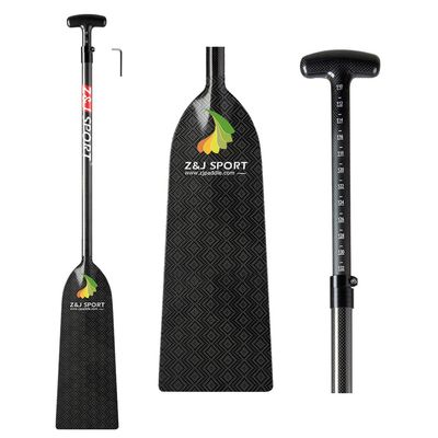 Z&J SPORT Adjustable Dragon Boat Paddle, IDBF Approved Boat Oars, Carbon Fiber Paddle Adjustable T Handle with Adjuster for Dragon Boat Paddler (Range: 43-52 /110cm-132cm) (Hui Pattern)
