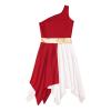 FEESHOW Girls Kids Sleeveless Praise Lyrical Dance Dress Costume Shiny Irregular Hem Ballet Dance Performance Costumes Rose_B 6 Years view 3