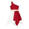 FEESHOW Girls Kids Sleeveless Praise Lyrical Dance Dress Costume Shiny Irregular Hem Ballet Dance Performance Costumes Rose_B 6 Years view 4
