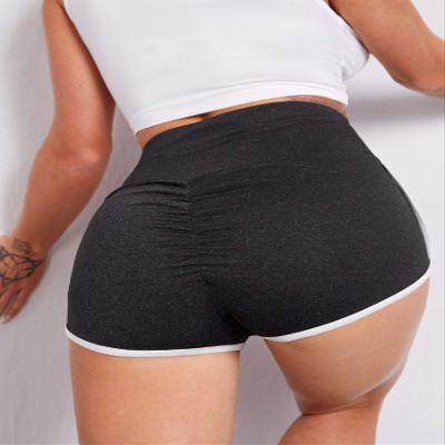 ABZEKH Shorts for Women Shorts Women's Shorts Wide Waistband Contrast Binding Marled Knit Shorts Shorts (Color : Black, Size : X-Small)