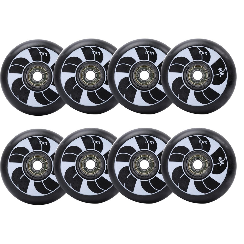 JHKJ 90A Inline Skate Wheels PU Wear-Resistant Wheels for Single Row Skate Intended for Replacement Skate Wheels for Outdoor or Indoor,Black,80mm
