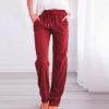 Uillui Pants for Women Casual Comfortable Straight Pants Cotton Linen Elastic Waist Slacks Trousers Loose Fit Wide Leg Pants, Z01_red, XX-Large view 2