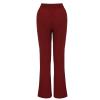 Uillui Pants for Women Casual Comfortable Straight Pants Cotton Linen Elastic Waist Slacks Trousers Loose Fit Wide Leg Pants, Z01_red, XX-Large view 3