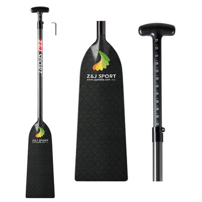 Z&J SPORT Adjustable Dragon Boat Paddle, IDBF Approved Boat Oars, Carbon Fiber Paddle Adjustable T Handle with Adjuster for Dragon Boat Paddler (Range: 43-52 /110cm-132cm) (Square Pattern)