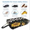 Sunflower Shoe Bags,X-Large Travel Golf Shoes Pouch Bags Storage Organizer Accessories with Zipper & Handle for Men, Women, Kids, Traveling, Gym, Sport, Rustic Black White Plaid Check Bee Sun-shine view 3