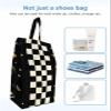 Sunflower Shoe Bags,X-Large Travel Golf Shoes Pouch Bags Storage Organizer Accessories with Zipper & Handle for Men, Women, Kids, Traveling, Gym, Sport, Rustic Black White Plaid Check Bee Sun-shine view 4