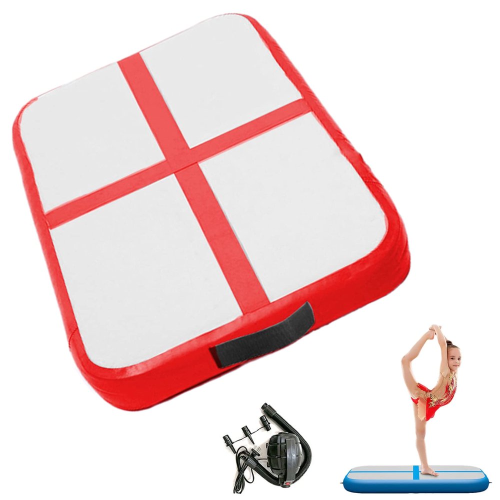 Air Mat Gymnastics Tumbling Mat, 3.3ft Inflatable Gymnastics Mat Gym Tumble Mat 4 Inch Thickness for Home Use/Training/Cheerleading/Yoga/Water Fun with Electric Pump,Red