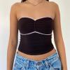 Women Y2K Sexy Lace Tube Top Vintage Lace Trim Camisole Slim Fitted Crop Top Cami Top Mini Vest Shirt Streetwear (Black-R, M) view 2