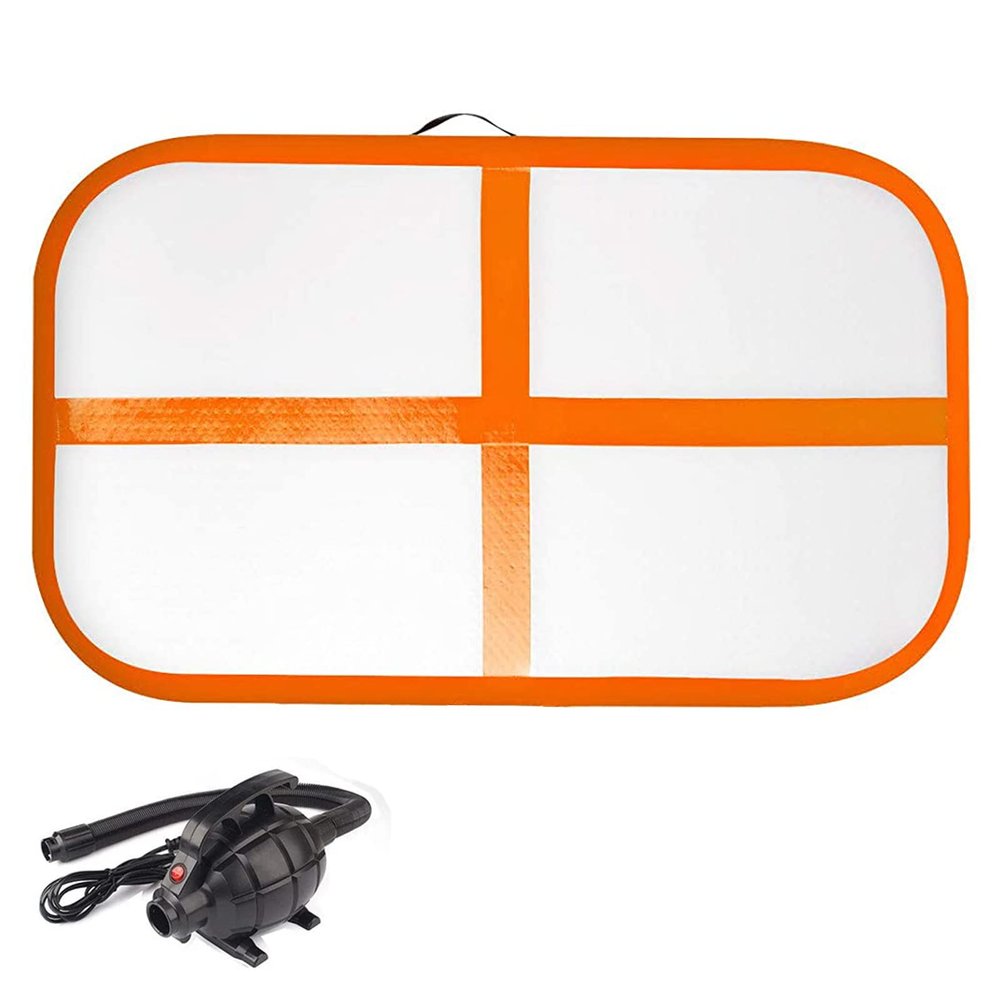 1M Inflatable Gymnastics Mat 10cm/20cm High Tumbling Mat Air Mat Gymnastics Tumble Track with Electric Air Pump for Home Use/Training/Cheerleading/Yoga/Water Fun,Orange,100x60x20cm