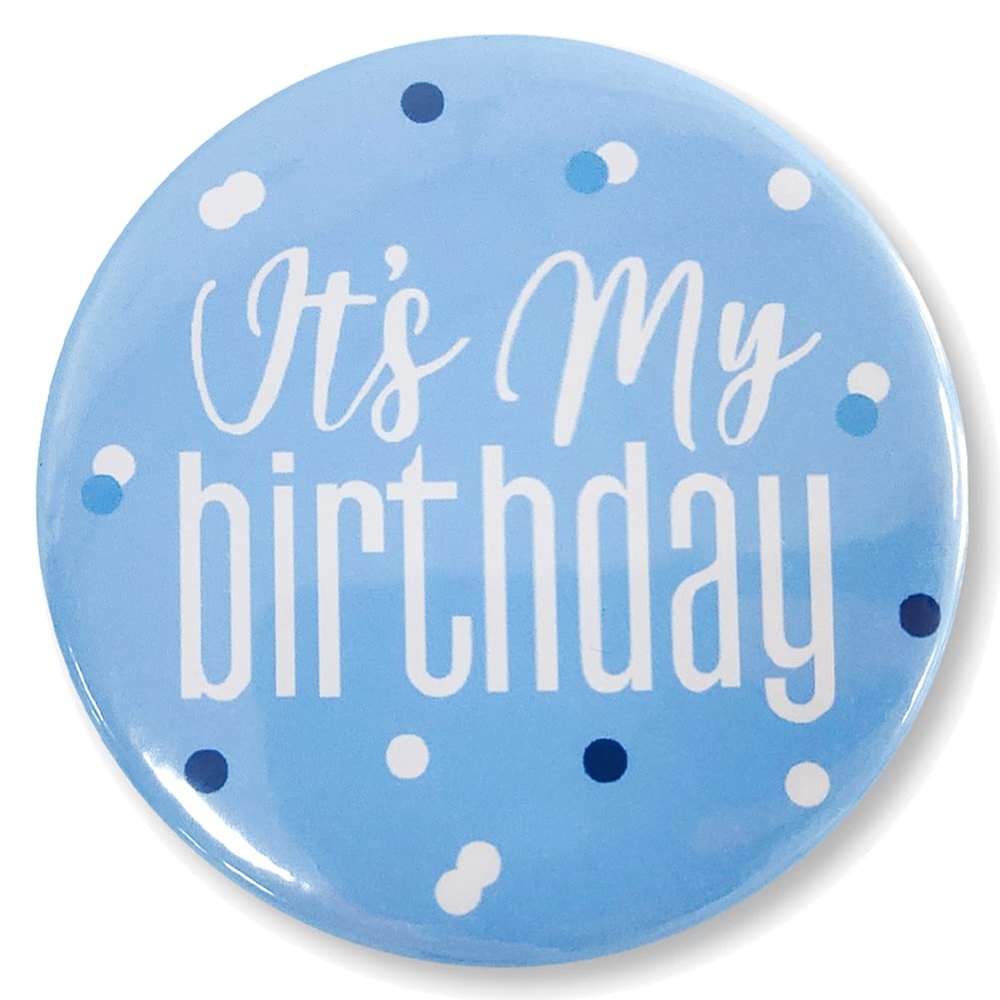 Birthday Button Pin,It's My Birthday Pins,Happy Birthday Button Badge Pin for Boys Girls Birthday Gifts Party Decorations Supplies (Blue)