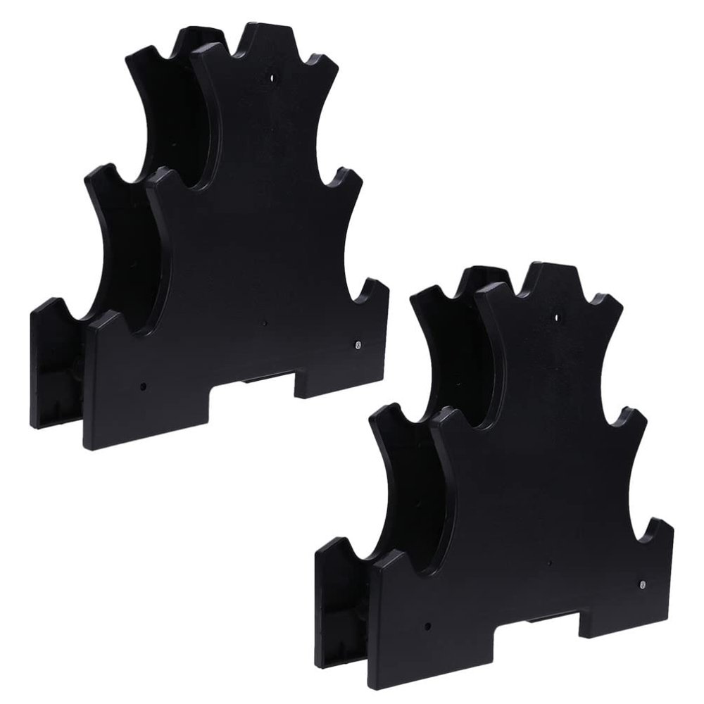 INOOMP 2pcs Dumbbell Storage Rack Compact Plastic Stand for Hand Weights Space-saving Dumbbell Holder Black for Home Gym Organization