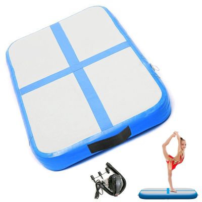 Air Mat Gymnastics Tumbling Mat, 3.3ft Inflatable Gymnastics Mat Gym Tumble Mat 4 Inch Thickness for Home Use/Training/Cheerleading/Yoga/Water Fun with Electric Pump,Blue