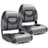 SUNDGORA Premium Marine Low Back Folding Boat Seat,Stainless Steel Screws Included,Charcoal/Black(2 Seats) view 1