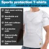 DGXINJUN Men Padded Compression Shirt Sports Short Sleeve Protective T-Shirt Shoulder Rib Chest Back Protector Pads Shirt for Adult Football Basketball Paintball Rugby Training (Medium, White) view 4