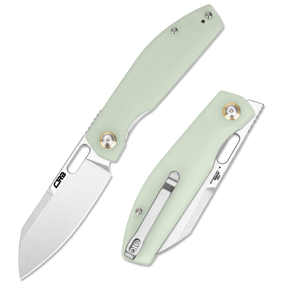 CJRB Pocket EDC Knife - Ekko(J1929) Small Folding Knife AR-RPM9 Steel Blade and Natural Green G10 Outdoor for Men Women for Gifts