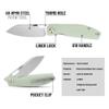 CJRB Pocket EDC Knife - Ekko(J1929) Small Folding Knife AR-RPM9 Steel Blade and Natural Green G10 Outdoor for Men Women for Gifts view 4