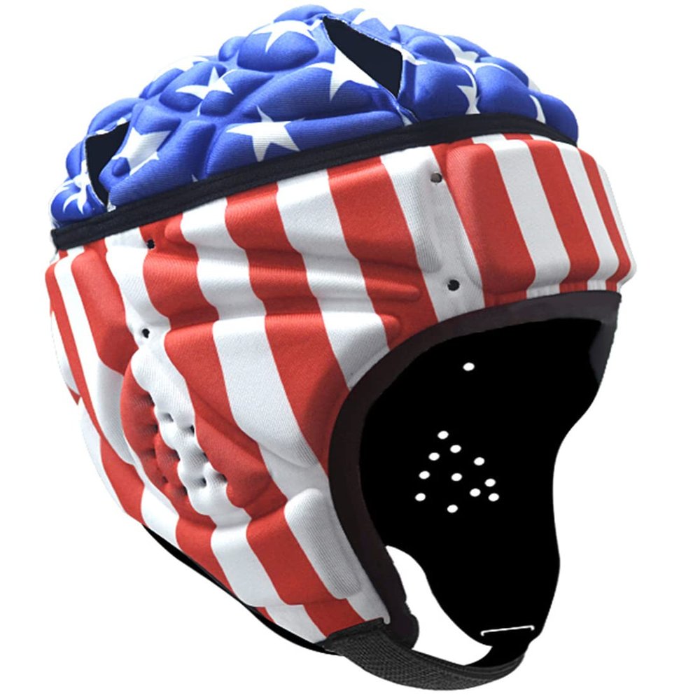 Adjustable Rugby Helmet Headguard Soft Padded Shell Hockey Head Guard Soccer Protective Headgear Scrum Cap 7v9 Flag Football Head Protector Support Soft Foam Autism Goalie Helmet for Adults Youth