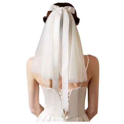 EllieWely Bachelorette Party Bridal Veil Headband Decorations, Bride To Be Gift, Wedding White
