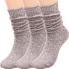 3 Pairs Women Winter Wool Cable Knit Crew Knee High Boot Socks,Size 5-11#W919 (Polyester Blend, Color D12) view 1