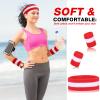 Eurzom 36 Piece Striped Sweatband Set - 12 Sweat Absorbing Striped Headbands and 24 Cotton Wristbands for Gym, Sports (Red, White) view 3