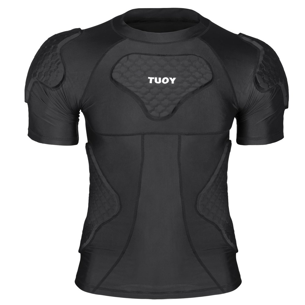 Football Padded Compression Shirt Men Chest Rib Protector Shoulder Back for Adult Football Baseball Softball Rugby Basketball