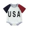 Ayalinggo Baby 4th of July Outfit Boy Girl Bubble Romper Onesie USA American Flag Memorial Day Oversized Clothes 3-6 Months Blue Red USA Romper view 1