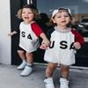 Ayalinggo Baby 4th of July Outfit Boy Girl Bubble Romper Onesie USA American Flag Memorial Day Oversized Clothes 3-6 Months Blue Red USA Romper view 3