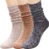 3 Pairs Women Winter Wool Cable Knit Crew Knee High Boot Socks,Size 5-11#W919 (Polyester Blend, Color D13) view 1